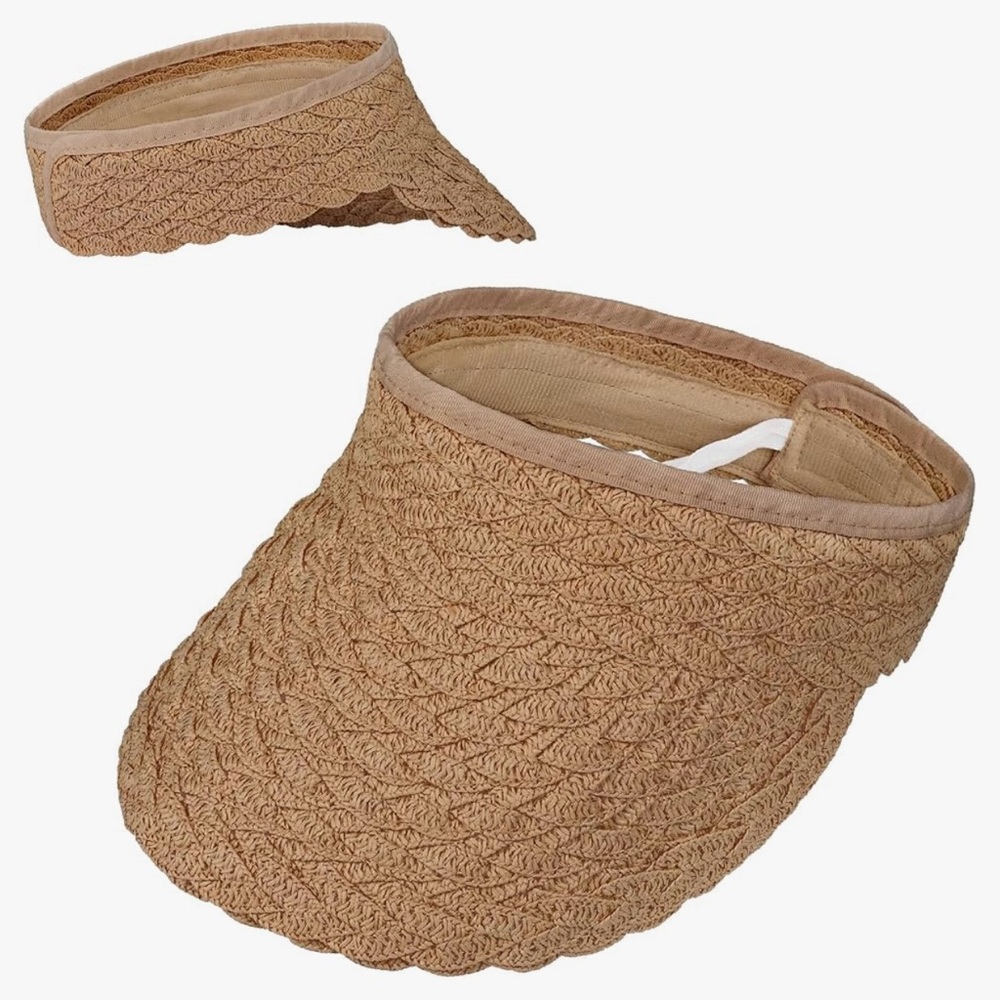 NWOT Women’s Brown Straw Sun Visor Hat